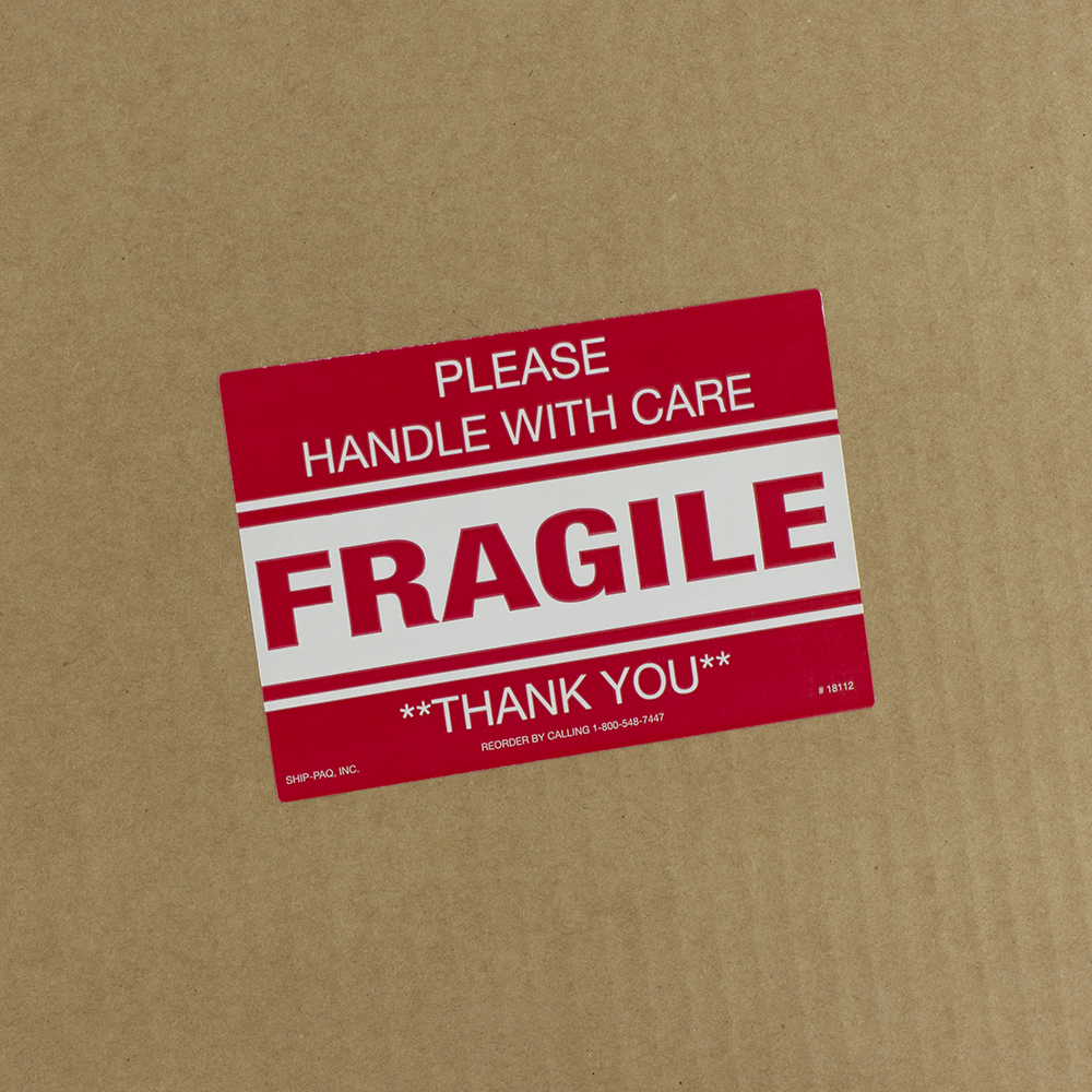 50 4x6 FRAGILE GLASS HANDLE WITH CARE THIS END UP LABEL STICKER 