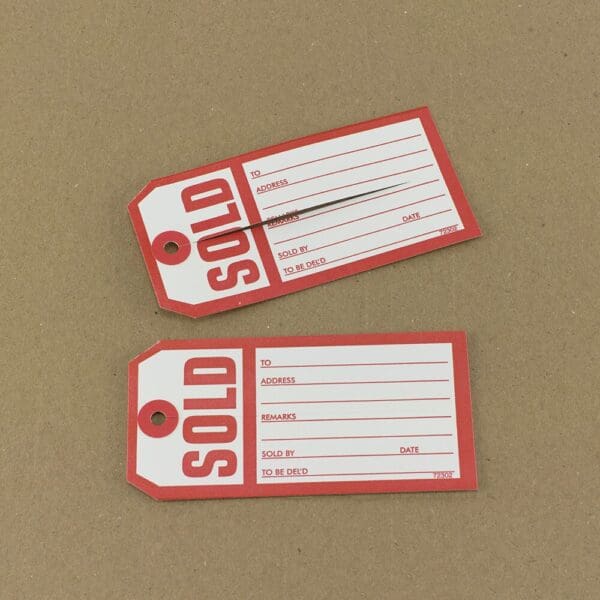 Sold Retail Tags with pre-printed sale details & reinforced eyelet in the Tags category